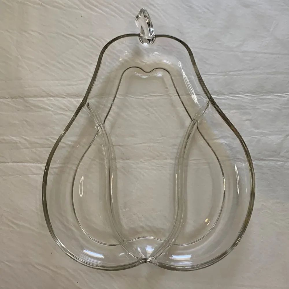 Apple
Serving Plate 3 Divided Sections Heavy Clear Glass Vintage 9 1/2 X 13